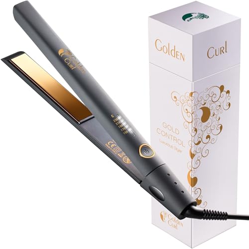 Ferro de cabelo para alisar e enrolar - 5 anos de tranquilidade. Alisador e modelador de cabelo 2 em 1 profissional - modelo de cabelo para alisar ou fazer ondas (controlo dourado)