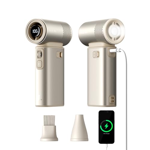 JISULIFE Ventoinha portátil de mão 5 em 1, 100 velocidades, 9000 mAh máximo 25 horas, mini ventilador recarregável de 18 W com lanterna, ultra motor, caixa de metal, presente de viagem multifuncional