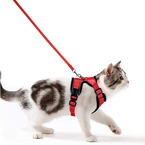 Wdmiya Arnês de gato anti-escape, arnês ajustável para gato com correia de 150 cm, colete macio e confortável refletor, respirável para caminhar, treino, gatos adultos, grande médio e pequeno