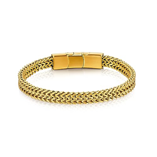 LUCKY2+7 Pulseira homem - corrente cúbica fivela magnética de aço inoxidável