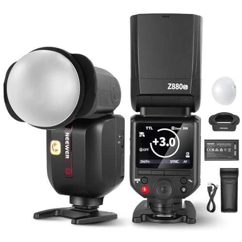 NEEWER Z880-S 76Ws 2,4G TTL Flash Speedlite câmara compatível com Sony, difusor e adaptador, lâmpada modelagem, interruptor rápido TTL/M, GN60 1/8000s HSS 7,2 V/3000 mAh bateria 6000 mAh 0 Flash M