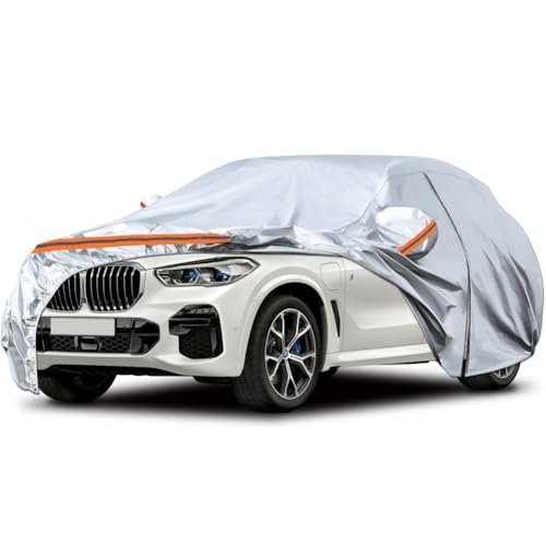Capa de carro exterior compatível com BMW X5 Volvo XC90 Mercedes classe ghd Porsche Cayenne, cobertura para carro impermeável, cobertura completa com tira refletora