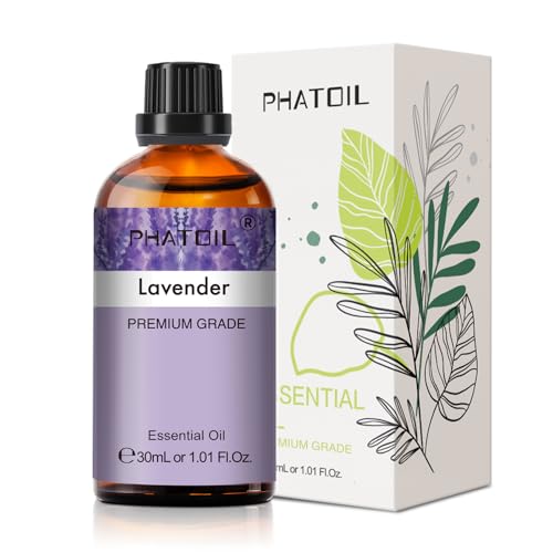 PHATOIL Óleo essencial de lavanda 30 ml, óleos essenciais naturais puros para humidificador, óleo de lavanda para difusor aromaterapia velas