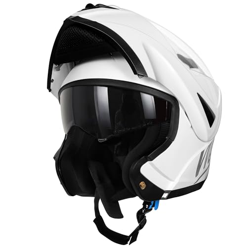 Westt Capacete de motocicleta com certificação ECE 22.06 capacete modular para mulher e homem capacete integral com visor duplo para Chopper, ciclomotor Scooter, tamanhos S-XL, branco, M (57-58 cm)