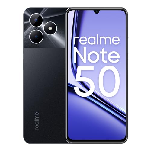 realme Telemóvel Note 50 4G 4+128GB, ecrã realista de 90 Hz, câmara de 13 MP com IA, corpo ultrafino de 7,99 mm, grande bateria de 5000 mAh, preto meia-noite