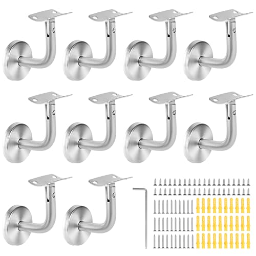 SUPAWAY Suporte corrimão corrimão suporte parede para corrimão de escada suporte corrimão inox para escadas corredores casas casas de banho parede interior loft corrimão antigos (prata-10 unidades