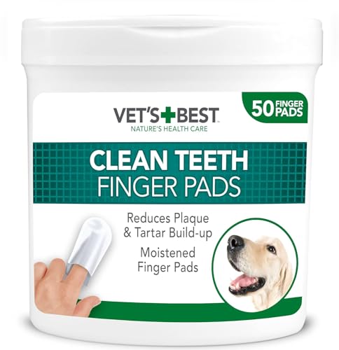 Vet's Best Almofadas de limpeza de dentes naturais para cães 50 unidades 160 g