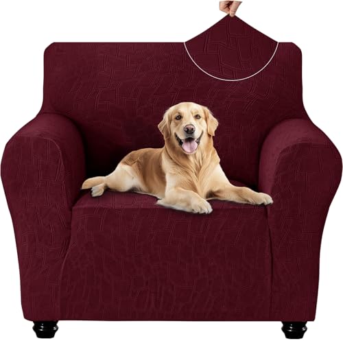 Ystyle Capa para sofá de 1 lugar, Couch Cover elásticas, capa para sofá anti-riscos gatos, forro para sofá antiderrapante, protetor antimanchas, lavável, sofá Cover anti-cães, bordeaux