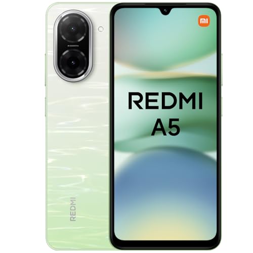 Xiaomi Redmi A5 Smartphone de 4+128 GB, ecrã imersivo de 120 Hz, potente processador Octa Core, câmara dupla AI de 32 MP, 5200 mAh, carregador não incluído, verde (versão ES)
