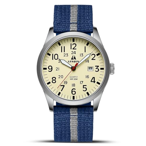 LN LENQIN Relógio homem relógios militares campo relógio analógico de quartzo para homens relógios de pulso impermeáveis com data correia de nylon relógio desportivo tático militar