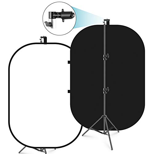 Neewer 150 x 200 cm Chromakey preto e branco 2 em 1 fundo dobrável dobrável dobrável com suporte, painel dobrável para fotos, vídeo, transmissão ao vivo, etc.