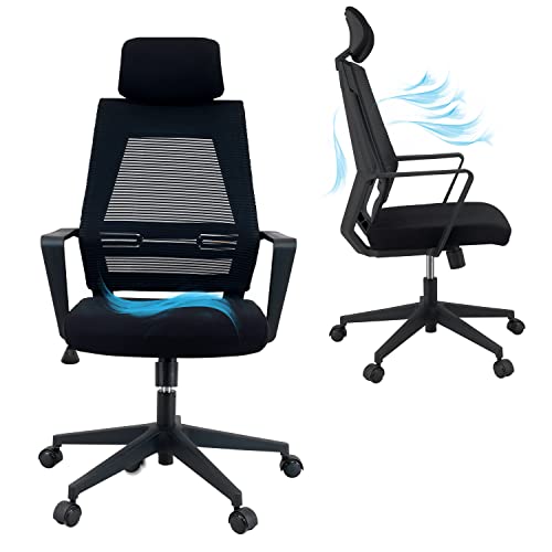KLIM K300 Office Chair - Cadeira de escritório ergonómica com apoio de cabeça almofada e tecido macio até 110 kg cadeira de secretária com rodas para escritório e casa + 5 anos de garantia nova 2024