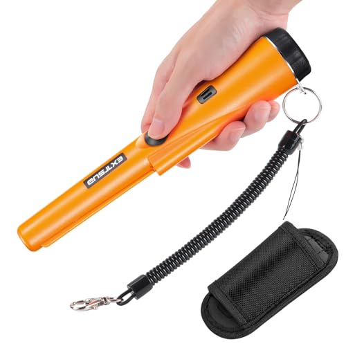 EXTSUD Detector de metais portátil impermeável de alta sensibilidade com indicador LED incorporado/luz de alarme/exploração de 360°/capa, adequado para pesquisar moedas de ouro, moeda, jóias