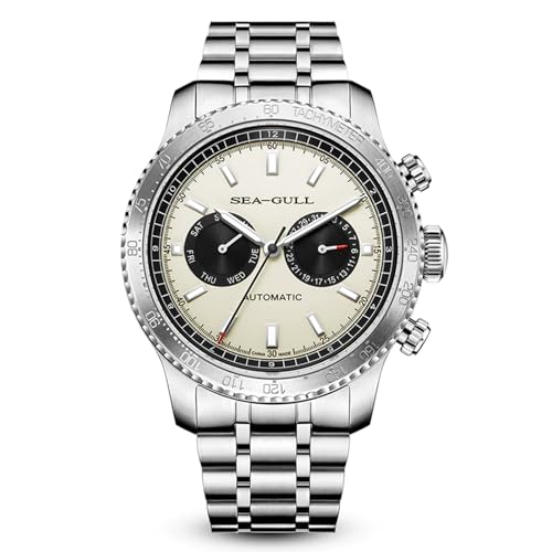 SEA-GULL GMT - Relógio mecânico para homem, calendário duplo, olho de panda, relógio de pulso automático, gaivota ST2502, taquímetro, luminoso, 6177