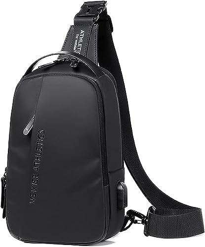 Hjkiopc Saco de peito mochila com Honda para homem casual Sling Bag de ombro impermeável crossbody mochila Sling mala com porta de carregamento USB, Preto - 2, S, Retrô
