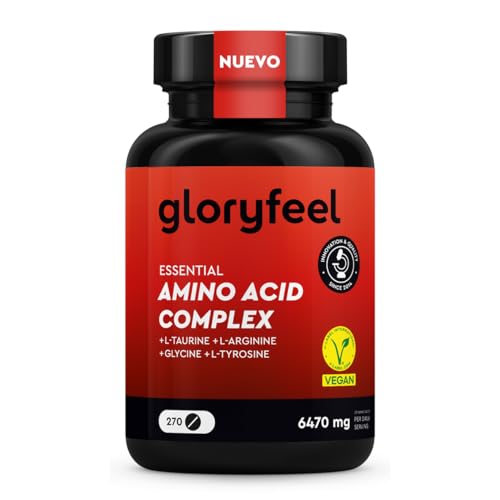 Aminoácidos Complex em altas doses, 270 comprimidos com 12 aminoácidos (6,470 mg) por dia - EAA Amino 8 L Arginina, L arnitina, taurina e glicina, vegano, testado em laboratório e sem aditivos
