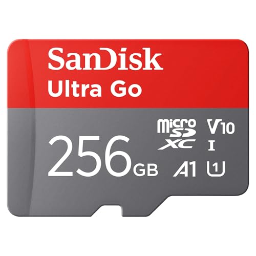 SanDisk 256 GB Ultra Go cartão micro SDXC adaptador SD, para smartphones e tablets Android, até 150 MB/s, vídeo Full HDD, V10, desempenho A1, UHS-I, Class 10, U1, para Amazon