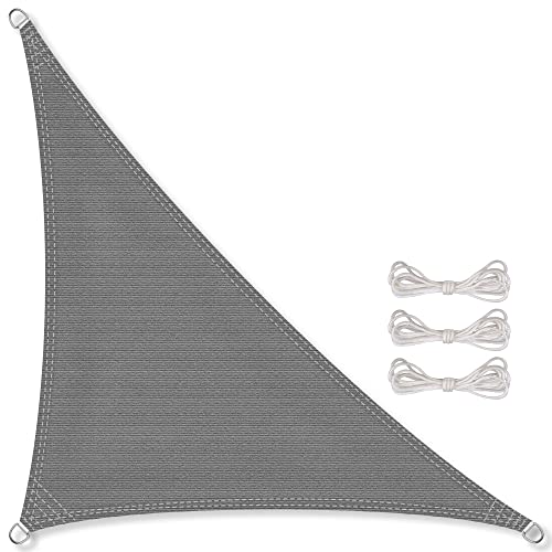 CelinaSun Toldo de sol para jardim e varanda Incl. Cordas de fixação HDPE triângulo retângulo 4 x 4 x 5,65 m antracite proteção solar respirável