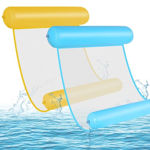 GOLDGE 2 peças rede de água, 4 em 1 colchão de piscina com bomba de ar insuflável para adultos dobrável flutuador piscina espreguiçadeira insuflável