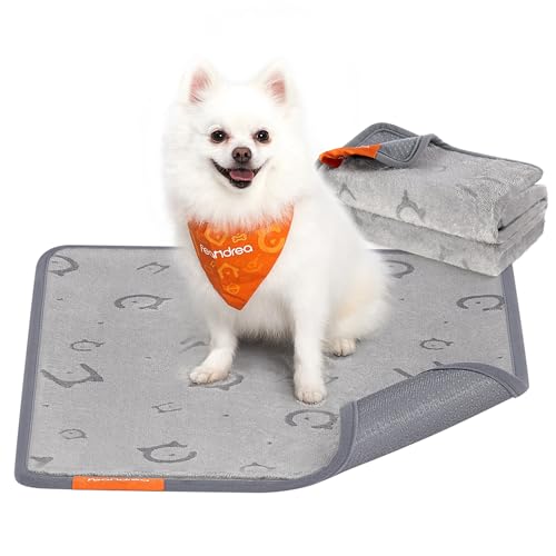Feandrea Tapete absorvente lavável para cães, 2 embalagens, reutilizável, 61 x 46 cm, S, tapete para animais de estimação, anti-fugas, antiderrapante, cães, gatos, coelhos, cinzento pomba PTD001G01