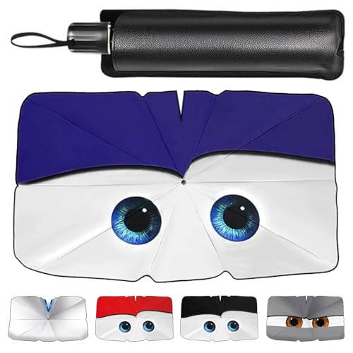 Zuquik Guarda-sol carro dianteiro, bloqueador de raios UV, guarda-sol carro guarda-chuva 125 x 65 cm, inclui saco de armazenamento, leve e eficiente, azul