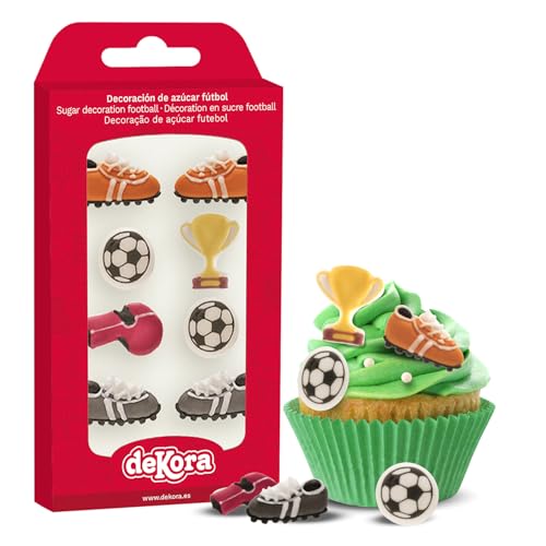 dekora Cupcakes ou bolos com decoração de açúcar para sobremesas de futebol-pack de 8 figuras comestíveis, multicoloridos, 2-3 cm, 9