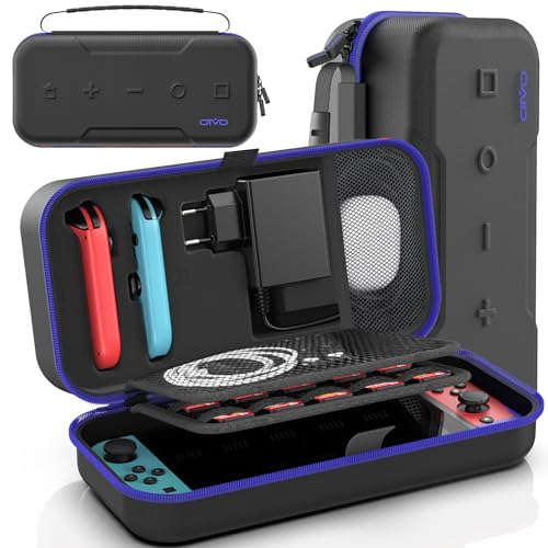 OIVO Funda para Nintendo Switch/OLED, Funda de Transporte para Consola y Accesorios de Nintendo Switch, Funda de Viaje Switch con 20 Ranuras para Tarjetas de Juego - Azul