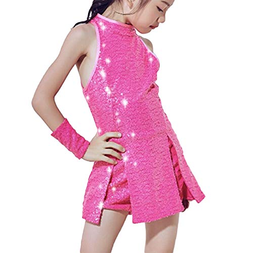 LOLANTA Fato de dança de lantejoulas para meninas roupa de dança de hip-hop conjunto de fato de vestido de baile brilhante