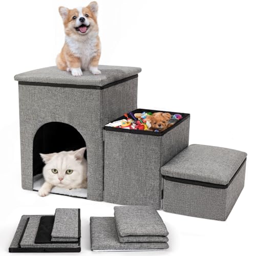FURRYPAWS Rampa dobrável para cães - escada para cães e gatos, ideal para cama e sofá, degraus antiderrapantes para cães pequenos, suporte ao cliente 24 horas por dia, 7 dias por semana