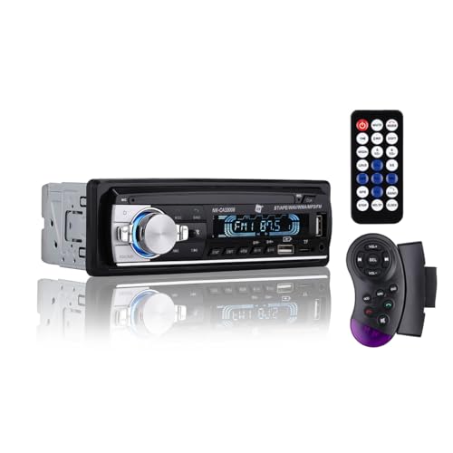 NK Auto rádio carro com RDS, 1 DIN - 4 x 40 W, Bluetooth 5.0, função AUX, leitor MP3 e x2 USB, FM som estéreo, mãos livres, comando para controlo remoto, ecrã LCD, iOS e Android (eMark)