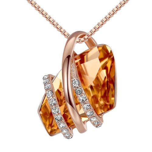 Leafael Birthstone Colar de mulher | Birthstone colar de vidro. | Colar para mulheres com pingente hipoalergénico com caixa de presente incluída