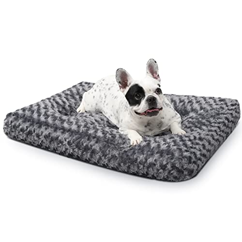 KSIIA Cama para cão médio, camas cão anti-stress fundo antiderrapante, colchão almofada média, tapete lavável na máquina, Dog Bed, 75 x 52 cm, cinzento escuro