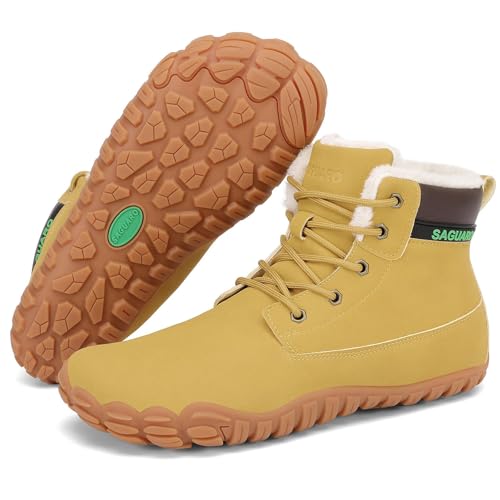SAGUARO Sapatilhas Barefoot inverno homem botas de neve leves impermeáveis com forro quente, Gr.36-48