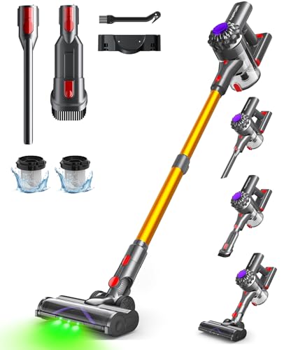 VACTechPro V15 Aspirador sem cabo, 35 kPa aspirador de mão, 6 em 1 sem fios com 35 minutos de autonomia e bateria removível, aspirador vassoura ideal para pêlo de animal de estimação/tapete/chão duro