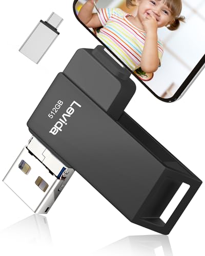 PenDrive - Memória USB de 512 GB por Smartphone 4 em 1 Pen Drive 3.0 Photo Stick Flash Drive USB Memory Stick Foto Stick Android OTG Tablet PC Mac computador portátil - preto metálico
