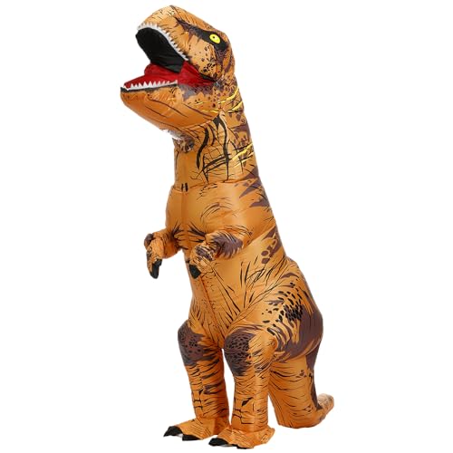 JASHKE Fato insuflável de tiranossauro, roupa de dinossauro engraçada