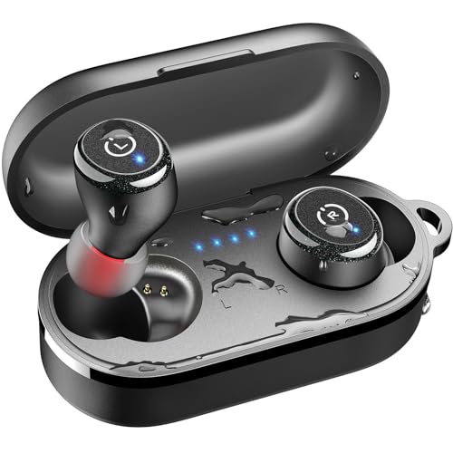 TOZO T10 Mini auriculares sem fios Bluetooth 5.3 com controlo tátil ORIGX 2.0 acústico EQ ajuste 55H reprodução suporta carregamento sem fios e USB tipo C IPX8 preto mate