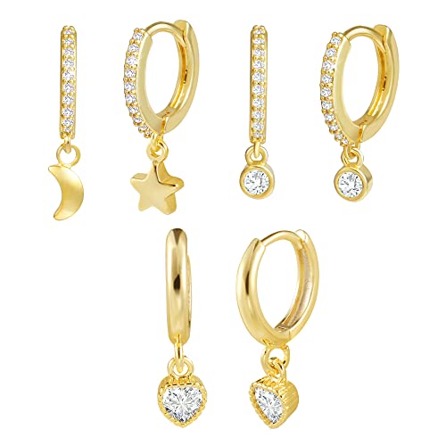 ALEXCRAFT 3 pares brincos mulher prata 925 banhado a ouro 14 K, brincos de aço inoxidável mulher, conjunto de brincos para mulher dourados presentes jóias festa
