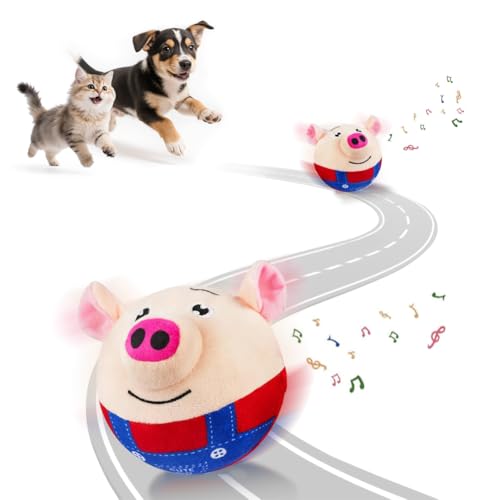 Adiwo Brinquedo de peluche para animais de estimação em movimento ativo, USB peluche brinquedos interativos para cães, bolas que recuperam para animais de estimação, bola elétrica musical para animais