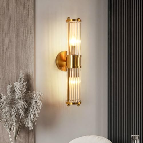 KRIPINC Aplique parede interior, candeeiro de parede vidro, aplique parede dourado, luz de parede E14, aplique parede interior vintage, candeeiros retro vintage para sala de estar quarto mesa de