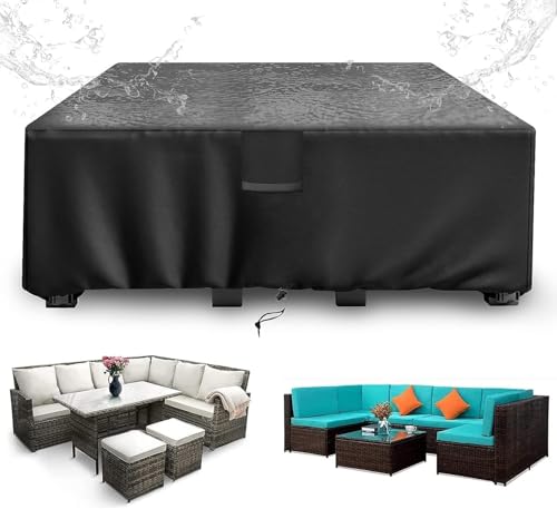 SIRUITON Capa para móveis de jardim de 220 x 100 x 74 polegadas, capa para mesa de jardim com ventilação de ar, impermeável, resistente ao vento, anti-UV, tecido Oxford 420D resistente,