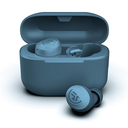 JLab Go Air Pop Auriculares sem fios Bluetooth, Wireless Earbuds 35 horas desempenho com caixa de carregamento - Auriculares Bluetooth sem fios com microfone, Dual Connect, App, azul-marinho