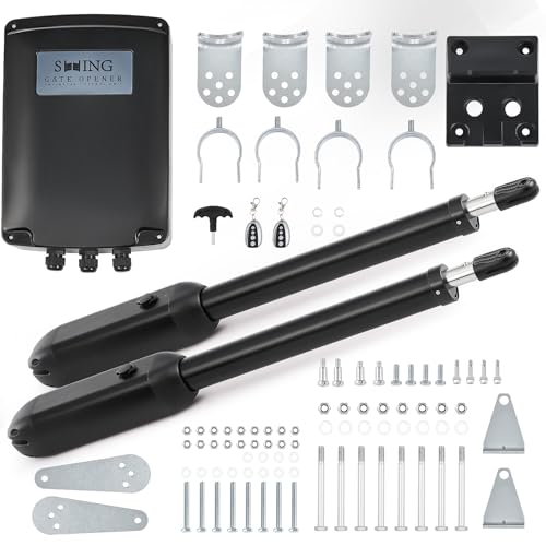 CO-Z Motores portas batentes capacidade de 500 kg kit motor porta batente 2 folhas motor porta rebatível com 2 controlos remotos e chaves de libertação