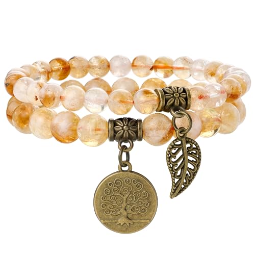 Farfume Pulseiras de chakra para mulher - pulseira de cristais de pedras curativas para mulher pedras preciosas naturais ioga Reiki bracelete - um conjunto de pulseiras duplas