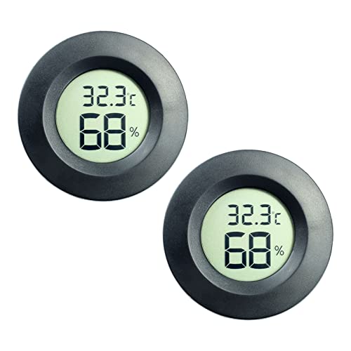 ZHITING Mini higrómetro e termómetro com monitor digital LCD, medidor de humidade em interiores e exteriores, humidificadores e desumidificadores, apto para estufa, sótão, quarto do bebé, Fahrenheit, 2 unidades, preto