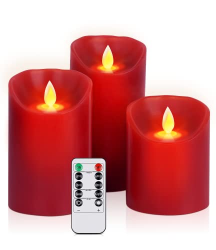 Hausware Conjunto de 3 velas pretas com textura regular sem chama, funciona com pilhas LED de cera real cintilante com temporizador de controlo remoto para casamentos, Halloween, decorações de Natal