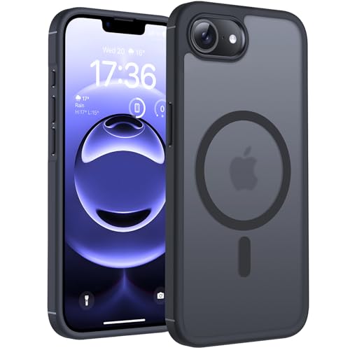 TOCOL Capa para iPhone 16e capa magnética para iPhone 16e 6,1 polegadas [proteção lente câmera] [proteção militar] translúcida mate traseira, titânio preto