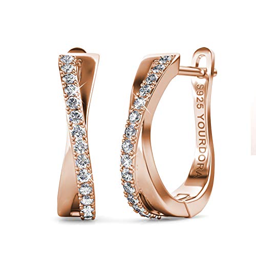 YOURDORA Brincos de argola em prata de lei 925 para mulher, com zircónias de Swarovski, joias, presente para mulher