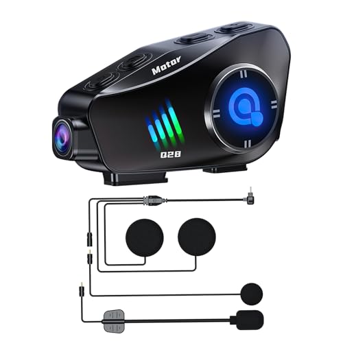 OBEST Auriculares para mota com câmara 1080P, auriculares Bluetooth sem fios para motociclo, atividades ao ar livre adequadas