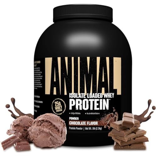 Universal Nutrition ANIMAL Whey Protein Powder Chocolate - Proteína em pó para batidos de proteínas e construção muscular, isolado de soro de leite em pó, 2,3 kg